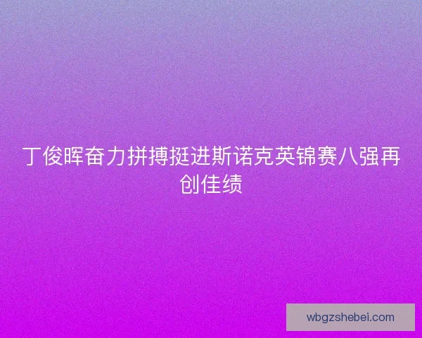 丁俊晖奋力拼搏挺进斯诺克英锦赛八强再创佳绩