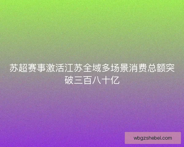 苏超赛事激活江苏全域多场景消费总额突破三百八十亿