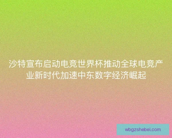 沙特宣布启动电竞世界杯推动全球电竞产业新时代加速中东数字经济崛起
