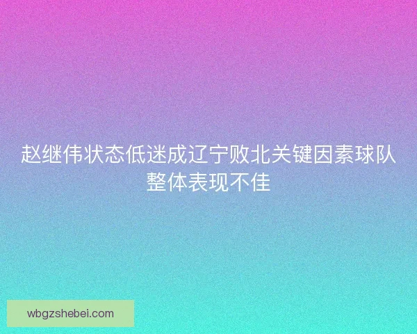 赵继伟状态低迷成辽宁败北关键因素球队整体表现不佳