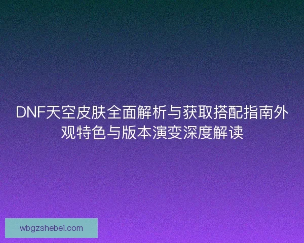 DNF天空皮肤全面解析与获取搭配指南外观特色与版本演变深度解读